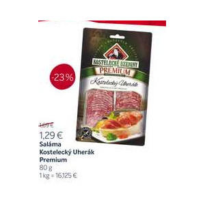 Kostelecky Uherak - Salam Uherak Kostelecke Uzeniny V Akci Cba Od 2 12 2015 : Balení g mg (= 0,001 g) dkg (= 10 g) kg (= 1000 g) plátek (cca 3 g) detaily potraviny.