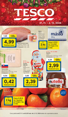 Leták Tesco malé hypermarkety od 27.11. do 3.12.2024