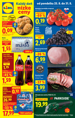 Leták Lidl Pondelok od 25.8. do 31.8.2025