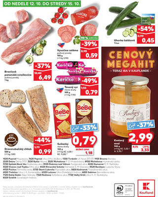 Kaufland 9.10. - 15.10. - Kaufland Poprad - Jiřího Wolkera