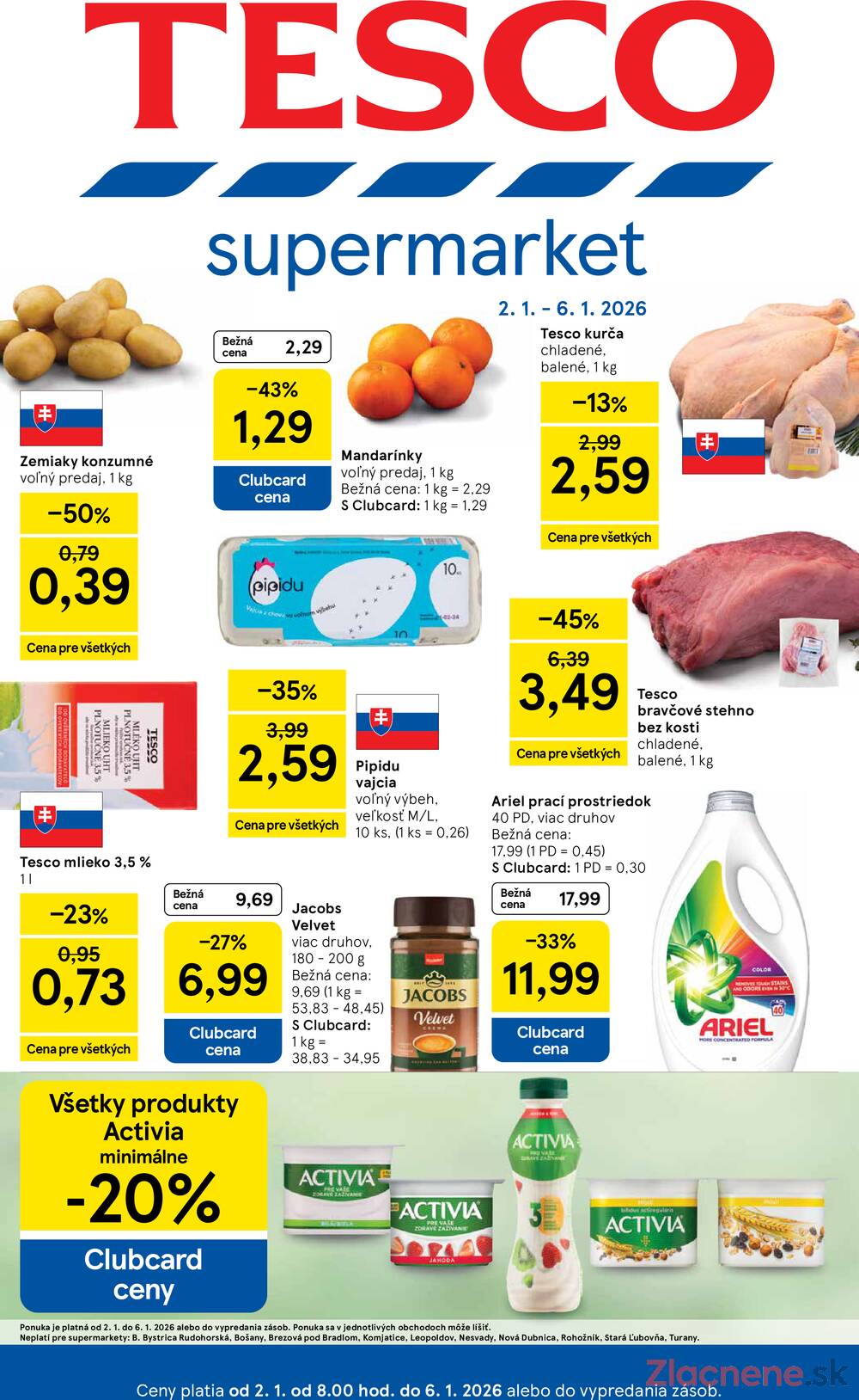 Leták Tesco - Tesco supermarkety od 2.1. do 6.1.2026 - strana 1