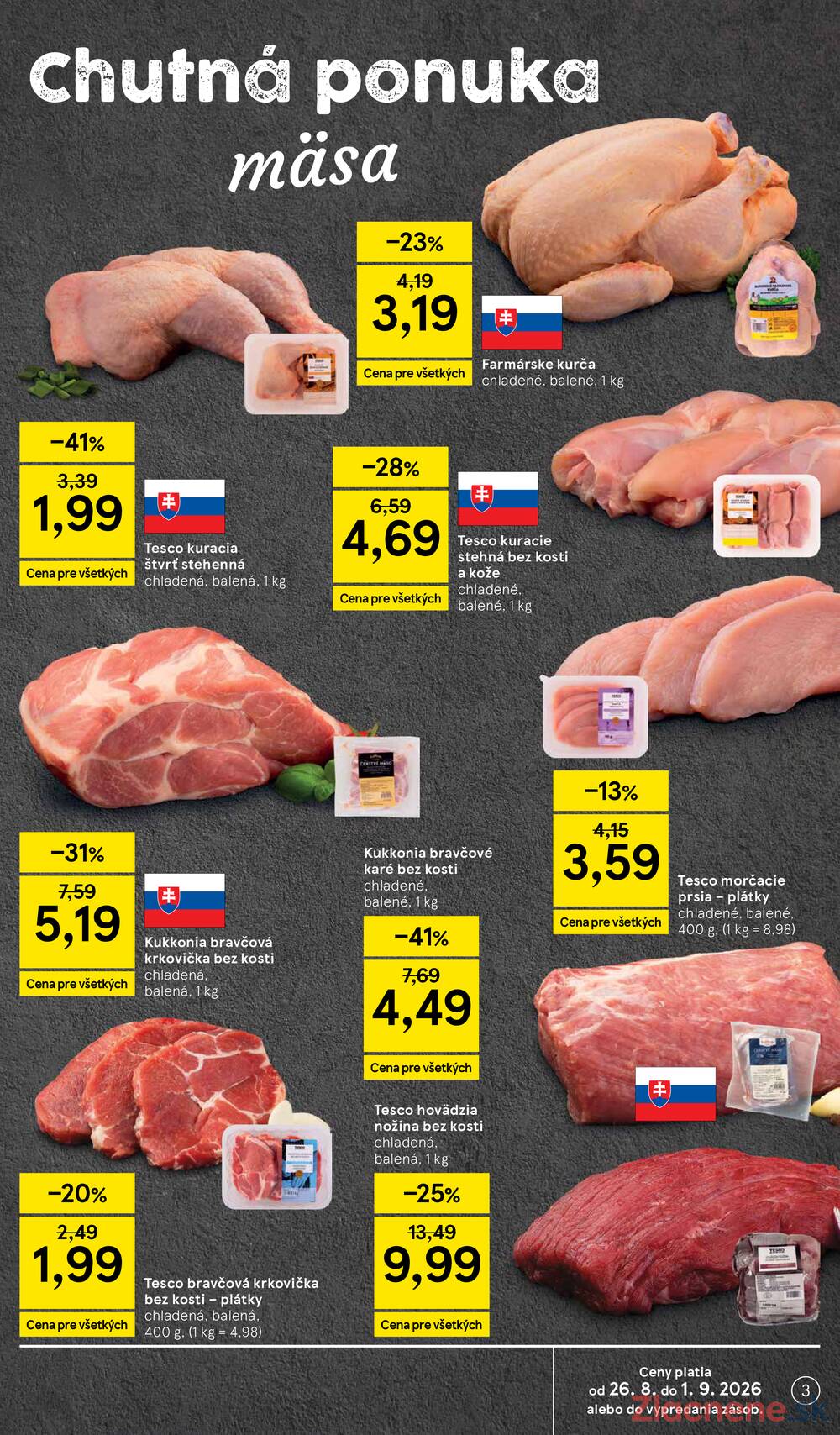 Leták Tesco - Tesco supermarkety od 26.8. do 1.9.2026 - strana 3