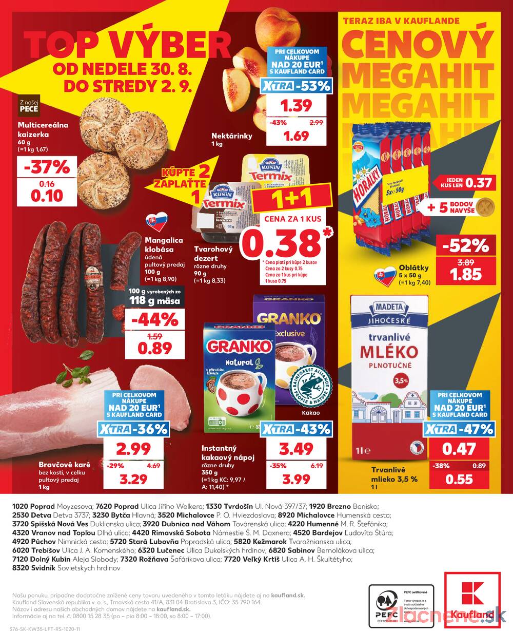 Kaufland 27.8. - 2.9. - Kaufland Poprad - Jiřího Wolkera