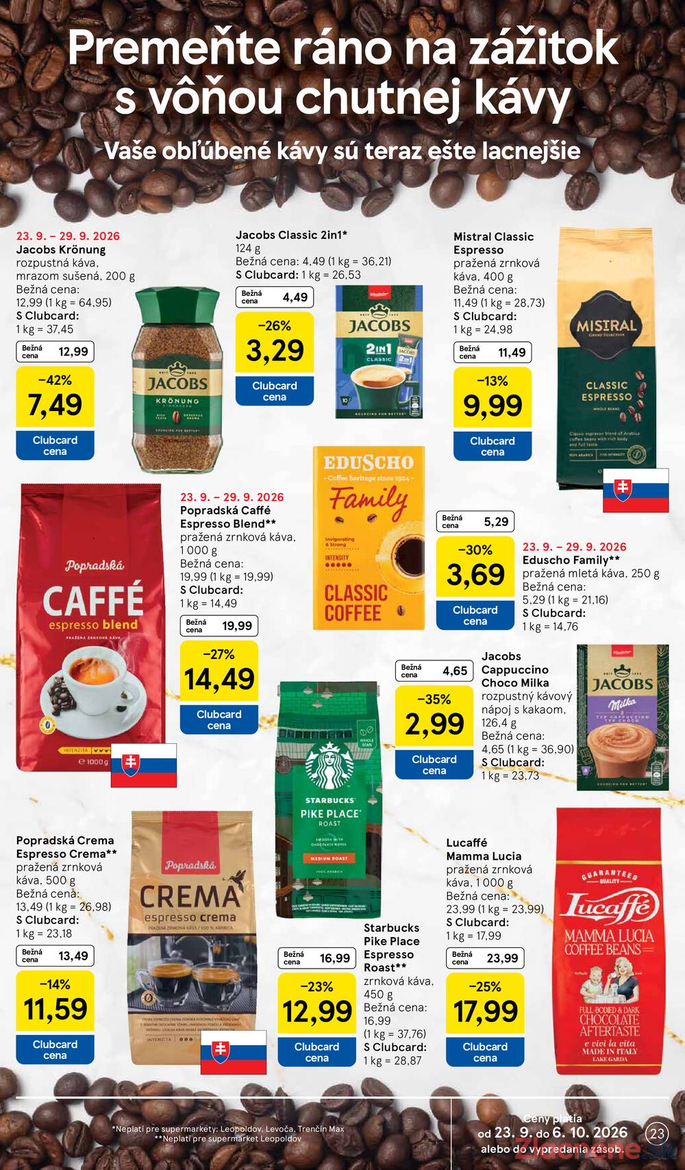 Tesco supermarkety od 23.9. do 29.9.2026