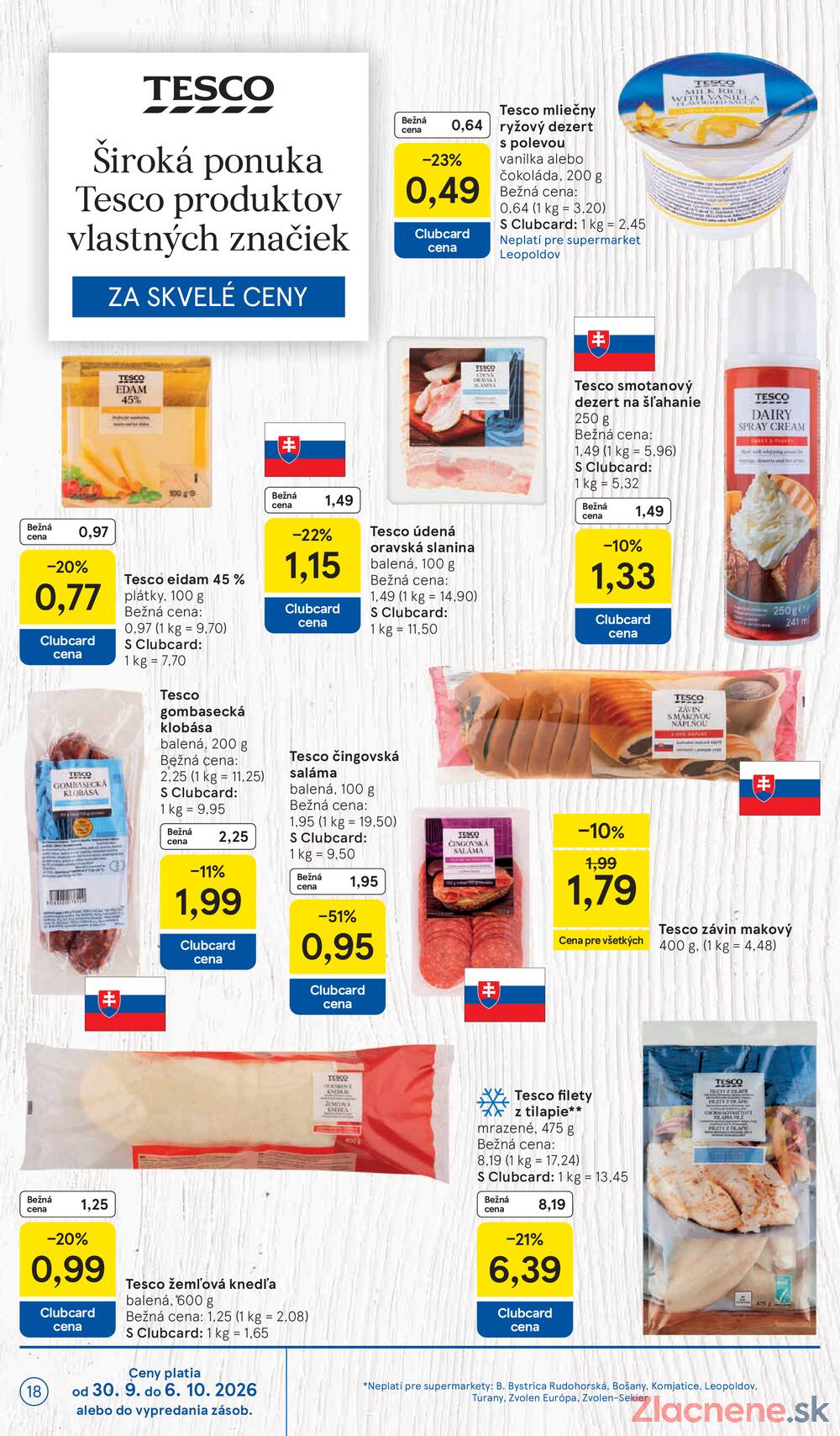Tesco supermarkety od 30.9. do 6.10.2026