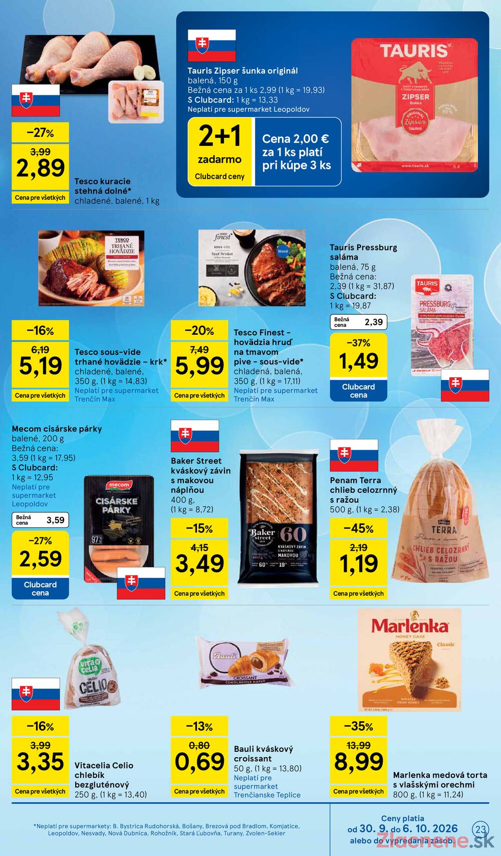Tesco supermarkety od 30.9. do 6.10.2026