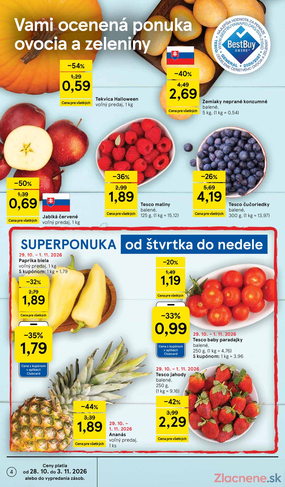 Tesco supermarkety od 28.10. do 3.11.2026