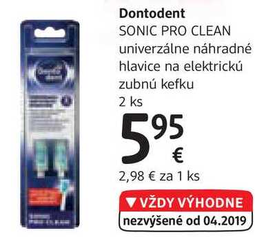 Dontodent SONIC PRO CLEAN univerzálne náhradné hlavice na elektrickú zubnú kefku, 2 ks