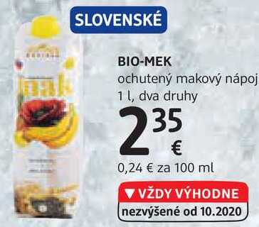 BIO-MEK ochutený makový nápoj 1 l, dva druhy