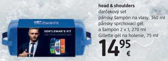 head & shoulders darčekový set - pánsky šampón na vlasy, 360 ml pánsky sprchovací gél a šampón 2 v 1, 270 ml Gillette gél na holenie, 75 ml
