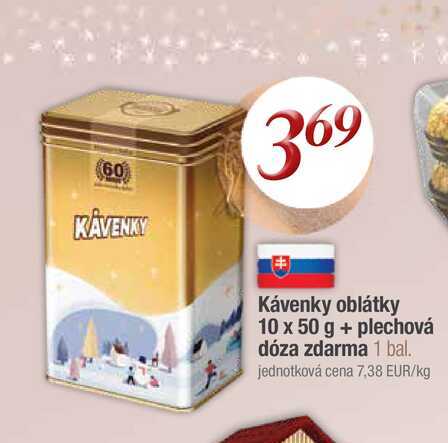 Kávenky oblátky 10 x 50 g + plechová dóza