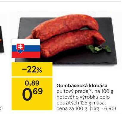 Gombasecká klobása, 100 g