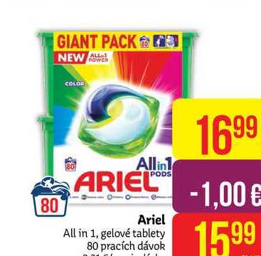Ariel All in 1, gelové tablety 80 pracích dávok