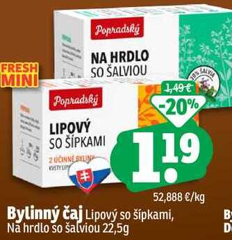 Bylinný čaj Lipový so šípkami, Na hrdlo so šalviou 22,5g