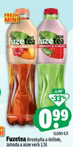 Fuzetea Broskyňa a ibišek, Jahoda a aloe vera 1,5L