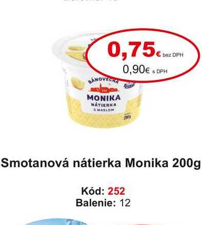 Smotanová nátierka Monika 200g