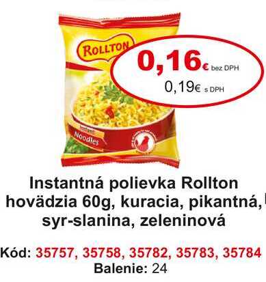 Instantná polievka Rollton hovädzia 60g