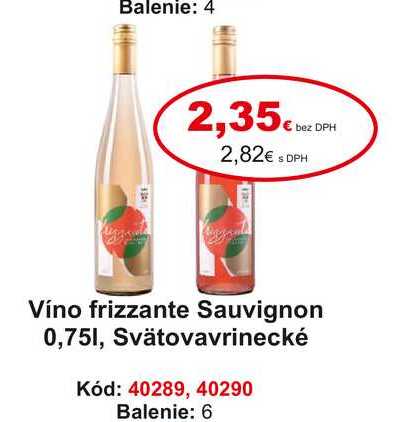 Víno frizzante Sauvignon 0,75 l