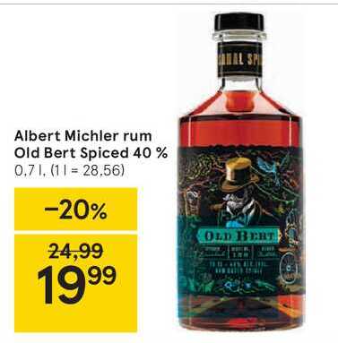 Albert Michler rum Old Bert Spiced 40 %, 0,7 l