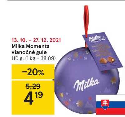 Milka Moments vianočné gule, 110 g