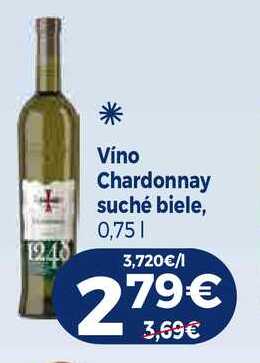 Vino Chardonnay suché biele, 0,75l