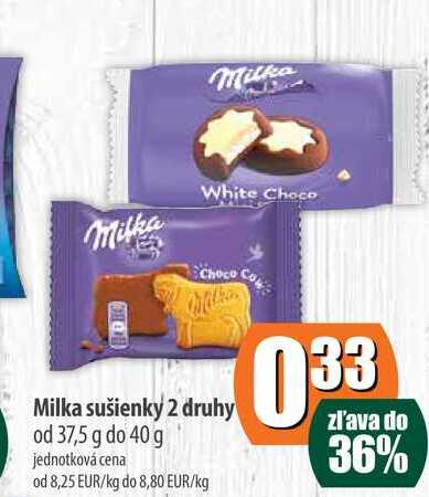 Milka sušienky od 37,5 g do 40 g
