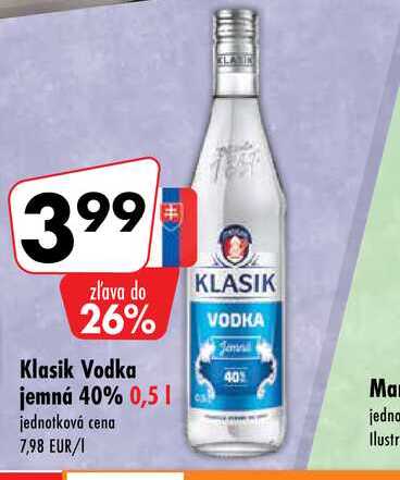Klasik Vodka jemná 40% 0,5 l