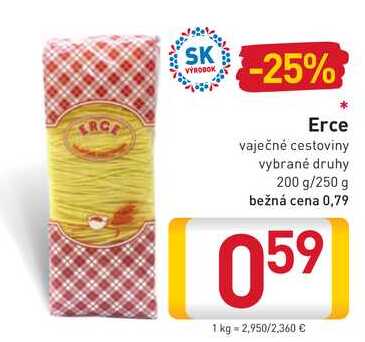Erce vaječné cestoviny 200-250 g