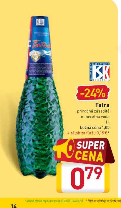Fatra prirodná zásadita minerálna voda 1 l