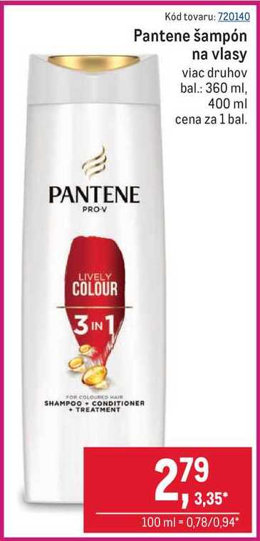 Pantene šampón na vlasy viac druhov bal.: 360 ml, 400 ml