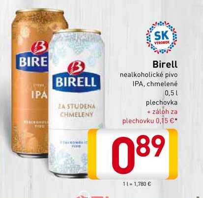   Birell nealkoholické pivo IPA, chmelené 0,5 l