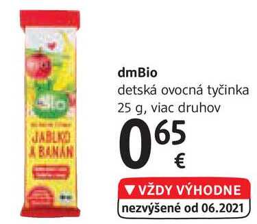 dmBio detská ovocná tyčinka, 25 g