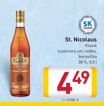  St. Nicolaus Klasik tuzemský um, vodka, borovička 0,5 l