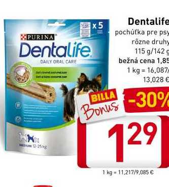  Dentalife pochúťka pre psy rôzne druhy 115 g/142g 
