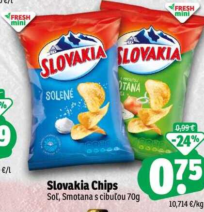Slovakia Chips Soľ, Smotana s cibuľou 70g 