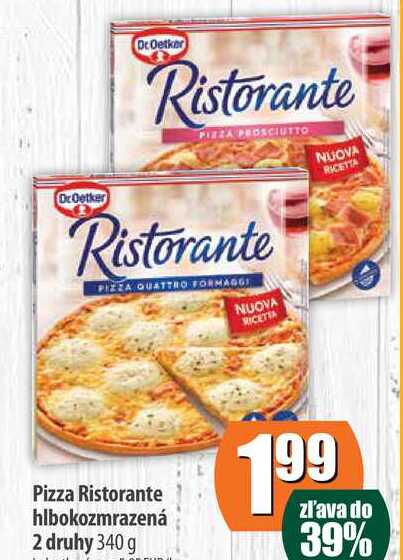 Pizza Ristorante hlbokozmrazená 2 druhy 340 g