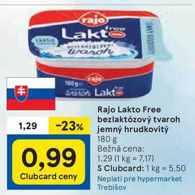 Rajo Lakto Free bezlaktózový tvaroh, 180 g