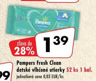 Pampers Fresh Clean detské vlhčené utierky 52 ks 