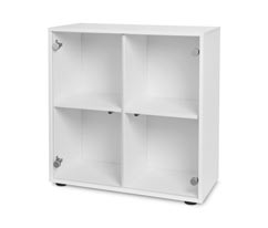 Regálový modul Flemming, cca 75 x 75 cm, se skleněnými dvířky, bílý