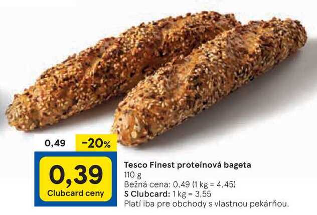 Tesco Finest proteínová bageta, 110 g