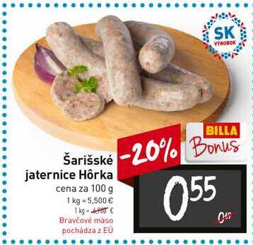 Šarišské jaternice Hôrka cena za 100 g