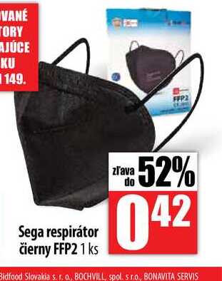 Sega respirátor čierny FFP2 1 ks
