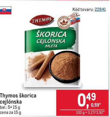 Thymos škorica cejlónska 15g