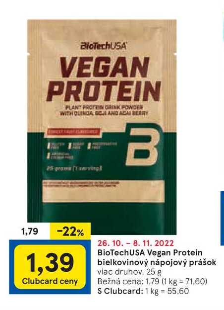 BioTechUSA Vegan Protein bielkovinový nápojový prášok, 25 g