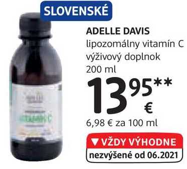 ADELLE DAVIS lipozomálny vitamín C výživový doplnok, 200 ml