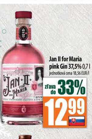 Jan II for Maria pink Gin 37,5% 0,7 l