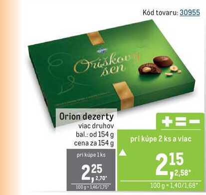 Orion dezerty viac druhov bal.: od 154 g