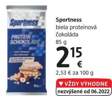 Sportness biela proteínová čokoláda, 85 g
