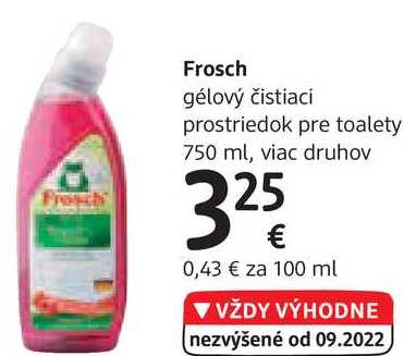 Frosch gélový čistiaci prostriedok pre toalety, 750 ml