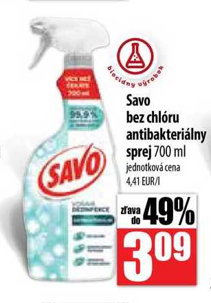 Savo bez chlóru antibakteriálny sprej 700 ml
